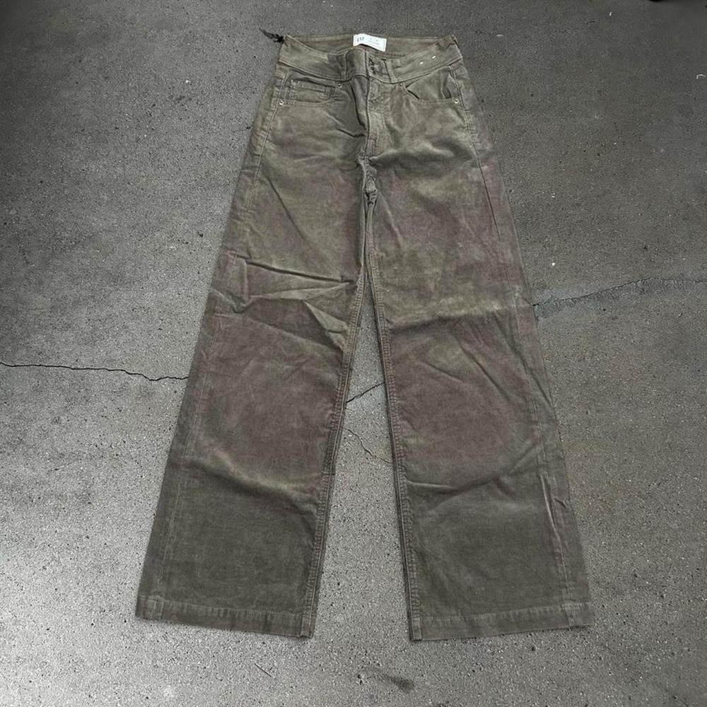 Women's vintage GAP brown corduroy high rise baggy wide leg pants Size 2r 26X30